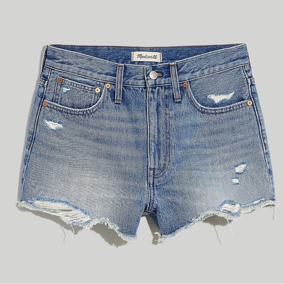 NWT Madewell Relaxed Denim Distressed High Waisted Shorts - Picture 2 of 6